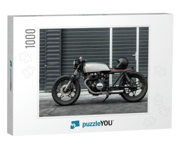 Custom Motorcycle Parking Near Industrial Building. Every... Jigsaw Puzzle with 1000 pieces