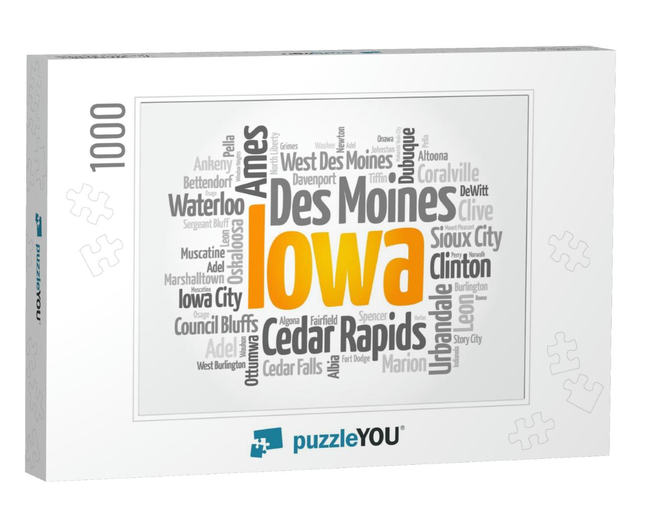 List of Cities in Iowa USA State, Word Cloud Concept Backg... Jigsaw Puzzle with 1000 pieces