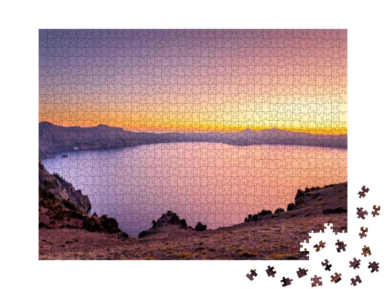 Sunset At Crater Lake National Park... Jigsaw Puzzle with 1000 pieces