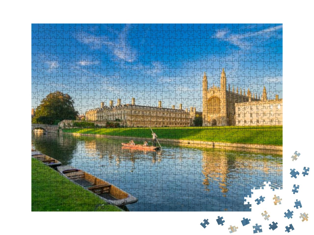 Beautiful View of College in Cambridge with People Puntin... Jigsaw Puzzle with 1000 pieces