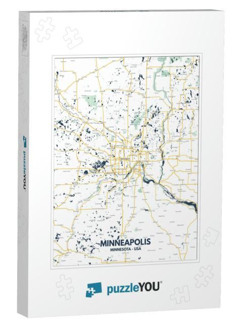 Minneapolis - Minnesota Map. Minneapolis - Minnesota Road... Jigsaw Puzzle