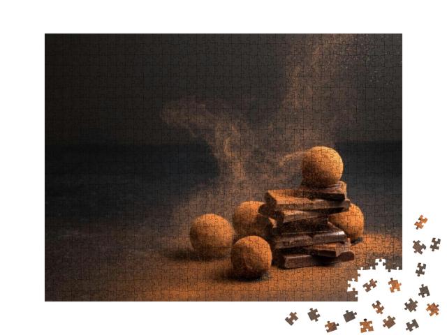 Chocolate Candy Truffle with Chocolate Pieces & Flying Co... Jigsaw Puzzle with 1000 pieces