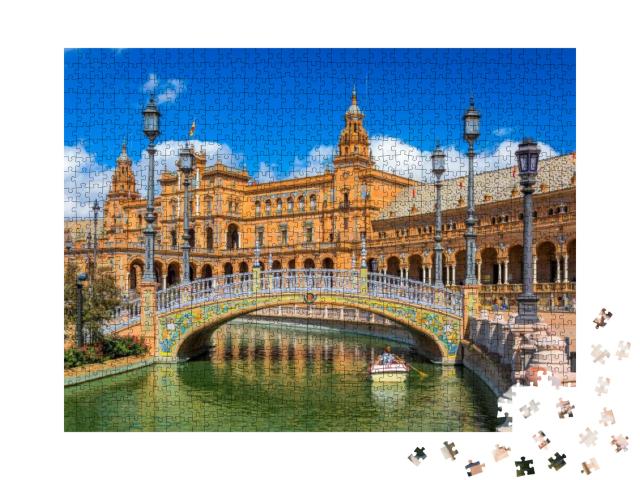 Seville, Spain At Spanish Square Plaza De Espana... Jigsaw Puzzle with 1000 pieces