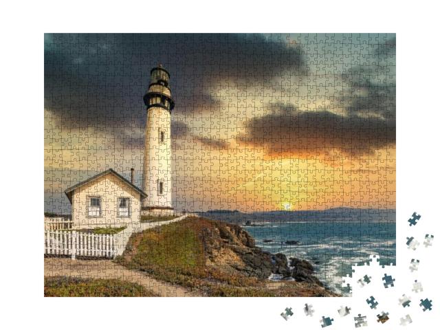 Pigeon Point Lighthouse Against the Backdrop of a Beautif... Jigsaw Puzzle with 1000 pieces
