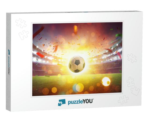 Floating Soccer Ball At the Football Stadium with Smoke &... Jigsaw Puzzle