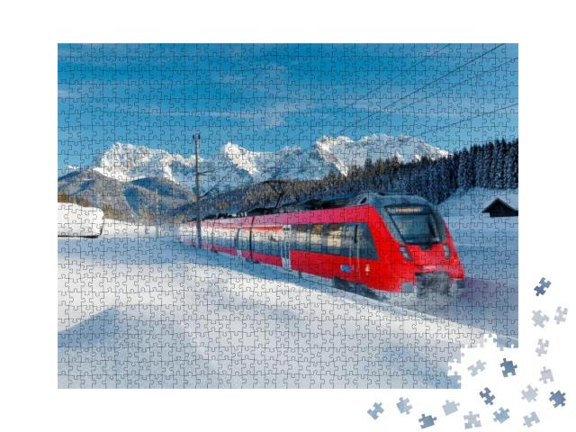 A Local Train Traveling by a Forest in a Valley Covered b... Jigsaw Puzzle with 1000 pieces