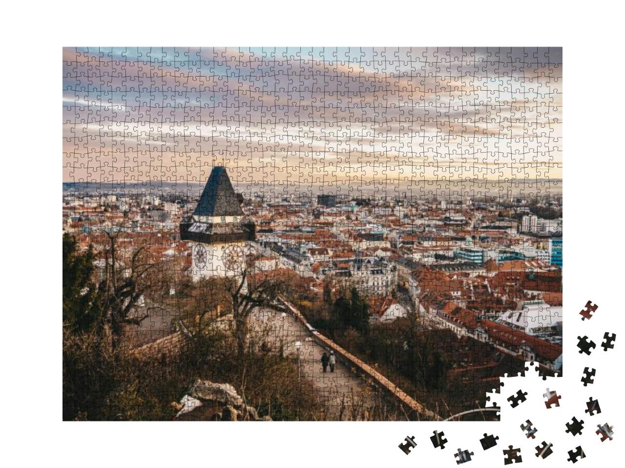 Graz from Above. Sunset in Graz, Austria... Jigsaw Puzzle with 1000 pieces