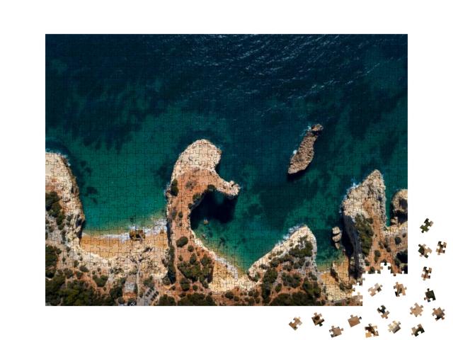 Aerial View of the Beautiful Albandeira Beach Praia Da Al... Jigsaw Puzzle with 1000 pieces