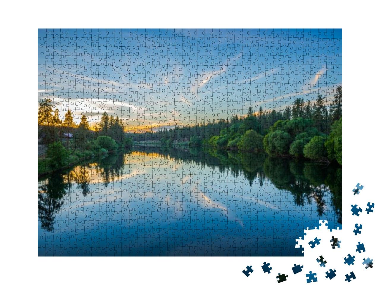 Nine Mile Reservoir on Spokane River At Sunset... Jigsaw Puzzle with 1000 pieces
