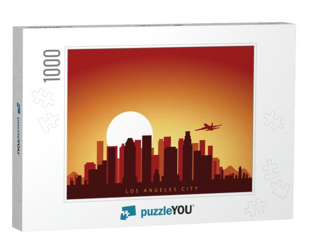 Vector Background Design City Skyline of Loss Angeles in... Jigsaw Puzzle with 1000 pieces