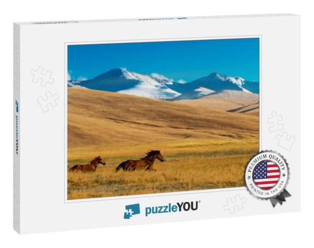 Horses in the Assy Plateau, Near Almaty, Kazakhstan... Jigsaw Puzzle