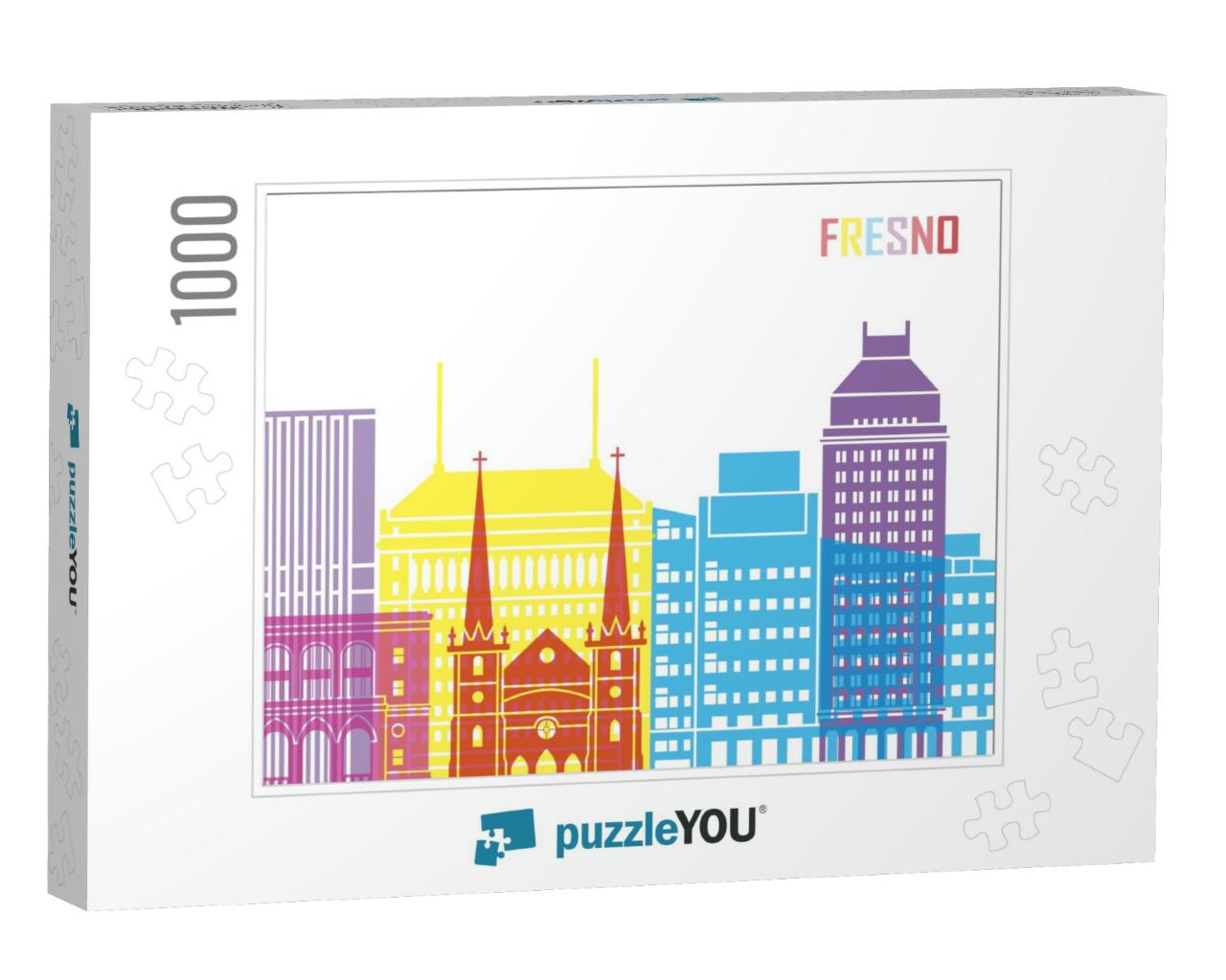 Fresno Skyline Pop in Editable Vector File... Jigsaw Puzzle with 1000 pieces