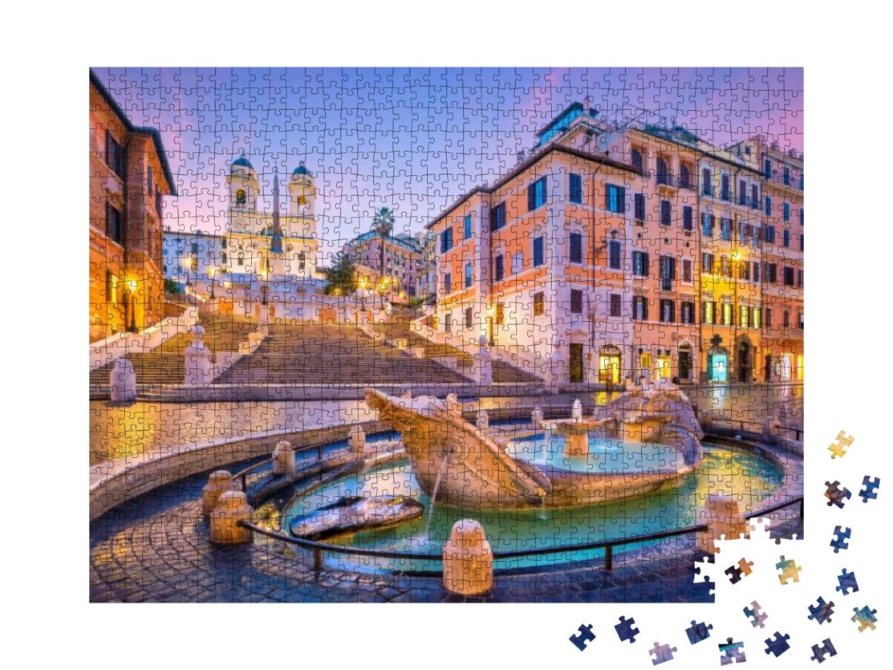 Spanish Steps in the Morning, Rome, Italy At Twilight... Jigsaw Puzzle with 1000 pieces