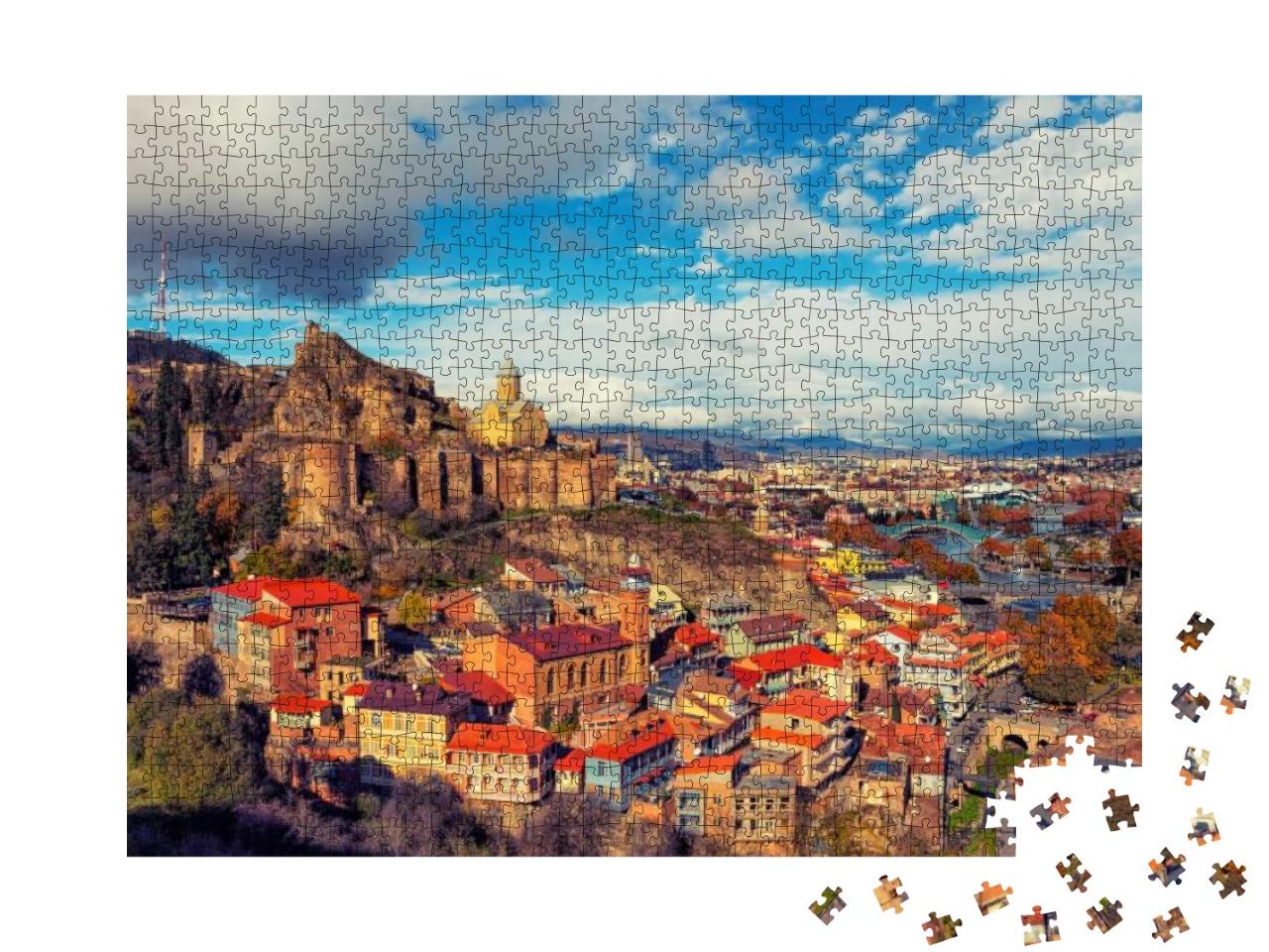 Beautiful Panoramic View of Tbilisi At Sunset, Georgia, E... Jigsaw Puzzle with 1000 pieces