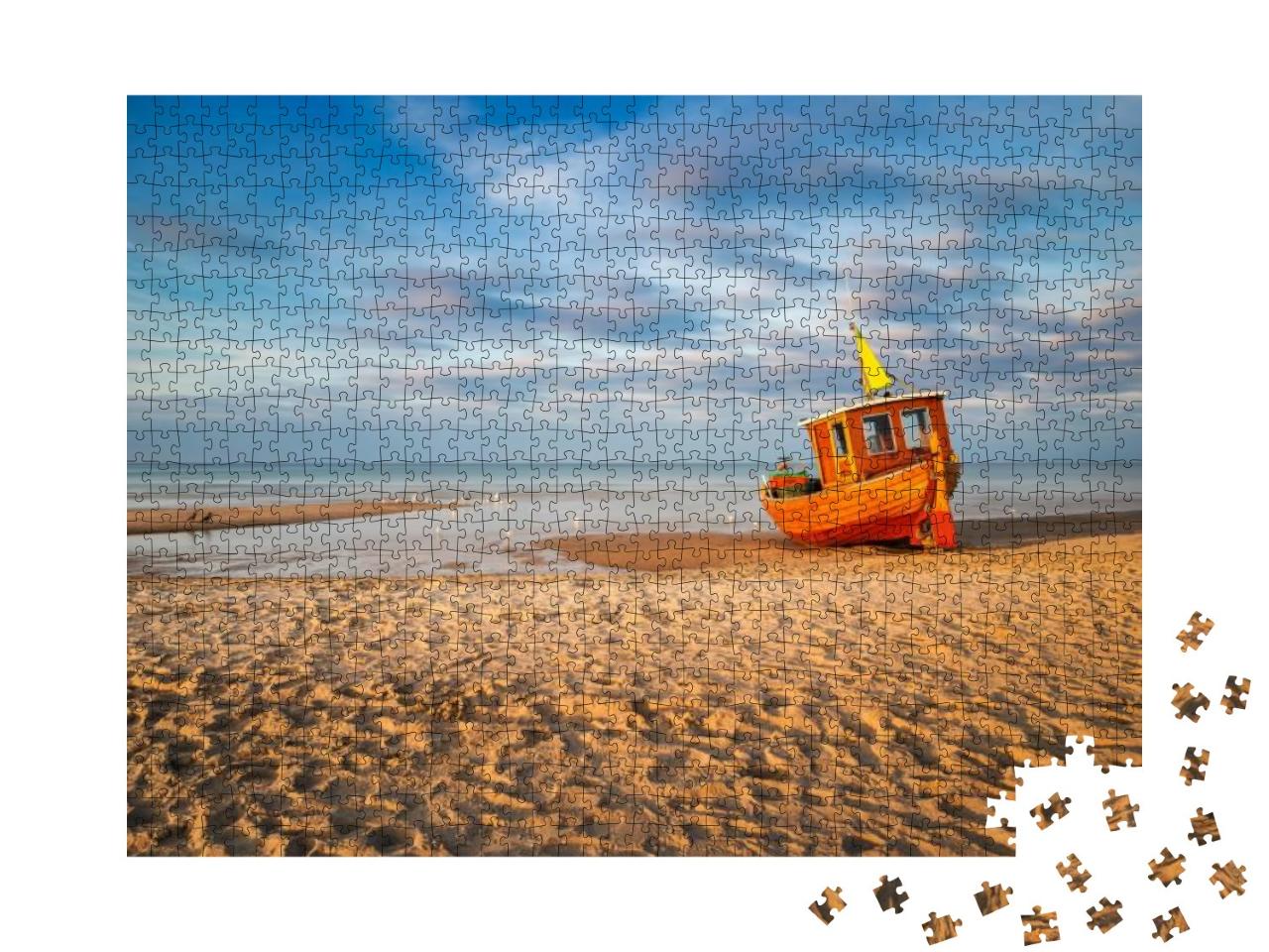 An Old, But Still Used Fishing Boat At the Beach of the V... Jigsaw Puzzle with 1000 pieces