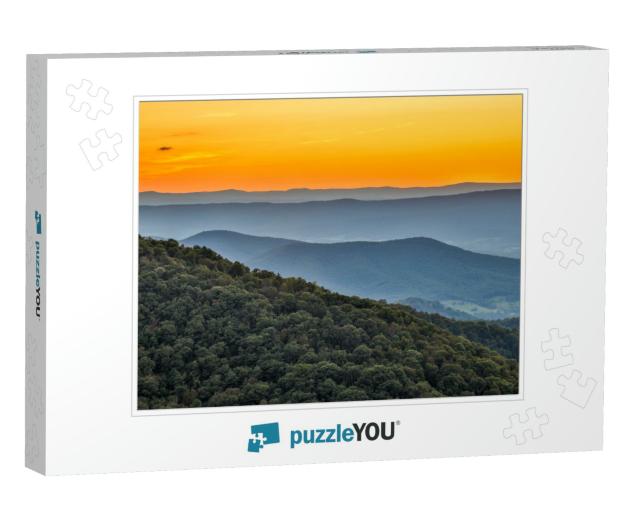 Usa, Virginia, Shenandoah National Park, Sunset At Frankl... Jigsaw Puzzle