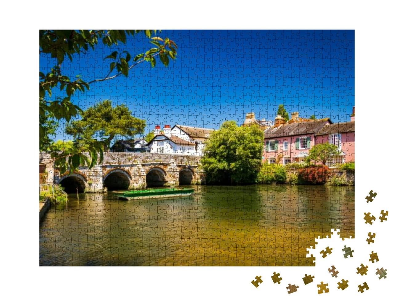 A Stone Bridge Spans the River Avon Christchurch Dorset E... Jigsaw Puzzle with 1000 pieces