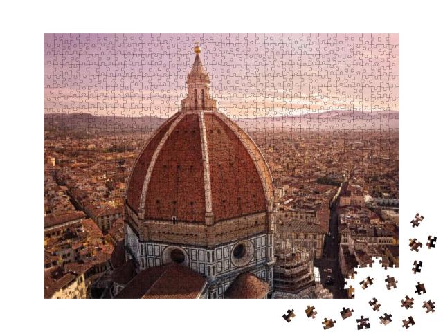 Orange Sunrise of the Dome of Florence Cathedral or the C... Jigsaw Puzzle with 1000 pieces