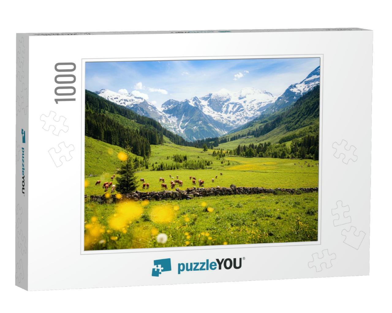 Beautiful Panoramic View of Rural Alpine Landscape with C... Jigsaw Puzzle with 1000 pieces