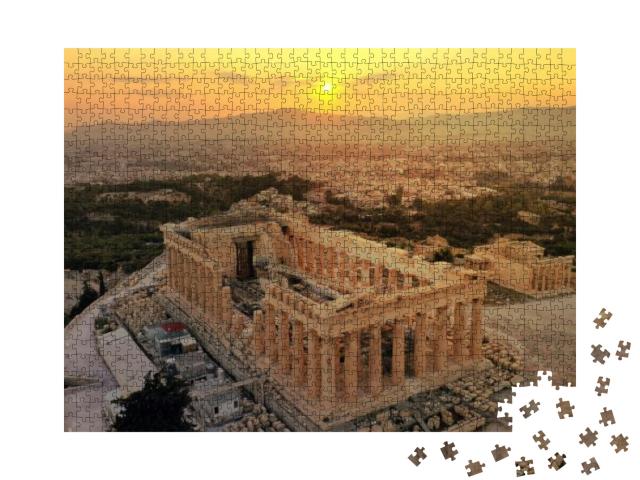 Aerial Drone Photo of Iconic Acropolis Hill & the Unique... Jigsaw Puzzle with 1000 pieces