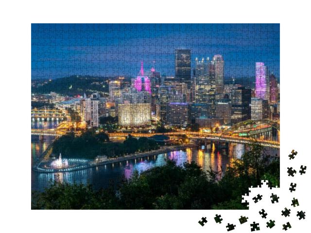 Evening View of Pittsburgh from the Top of the Duquesne I... Jigsaw Puzzle with 1000 pieces