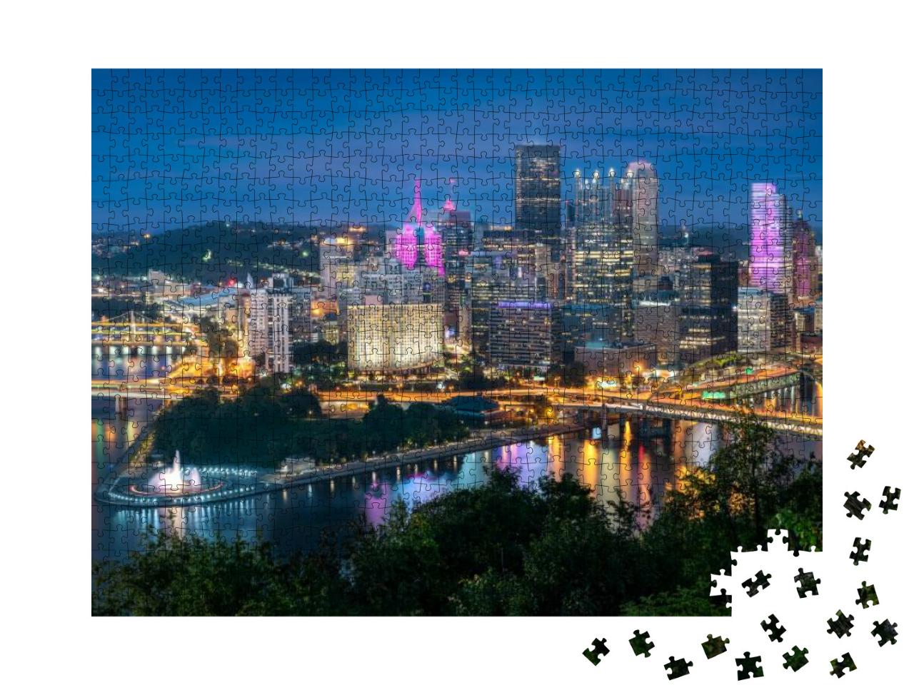 Evening View of Pittsburgh from the Top of the Duquesne I... Jigsaw Puzzle with 1000 pieces