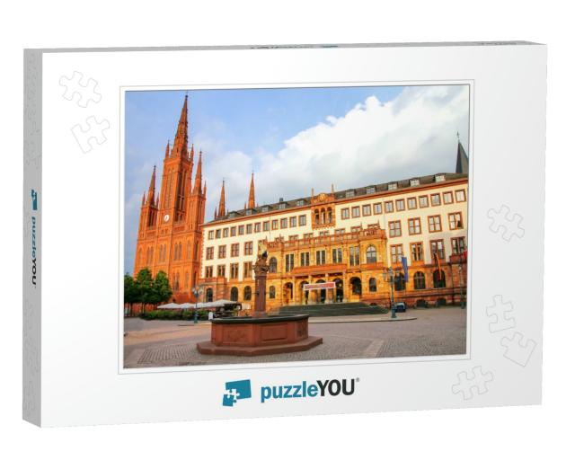 Schlossplatz Square with Market Church & New Town Hall in... Jigsaw Puzzle
