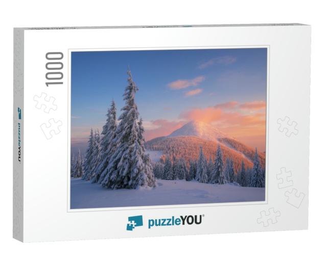 Christmas Landscape with Fir Trees in the Snow. Winter in... Jigsaw Puzzle with 1000 pieces