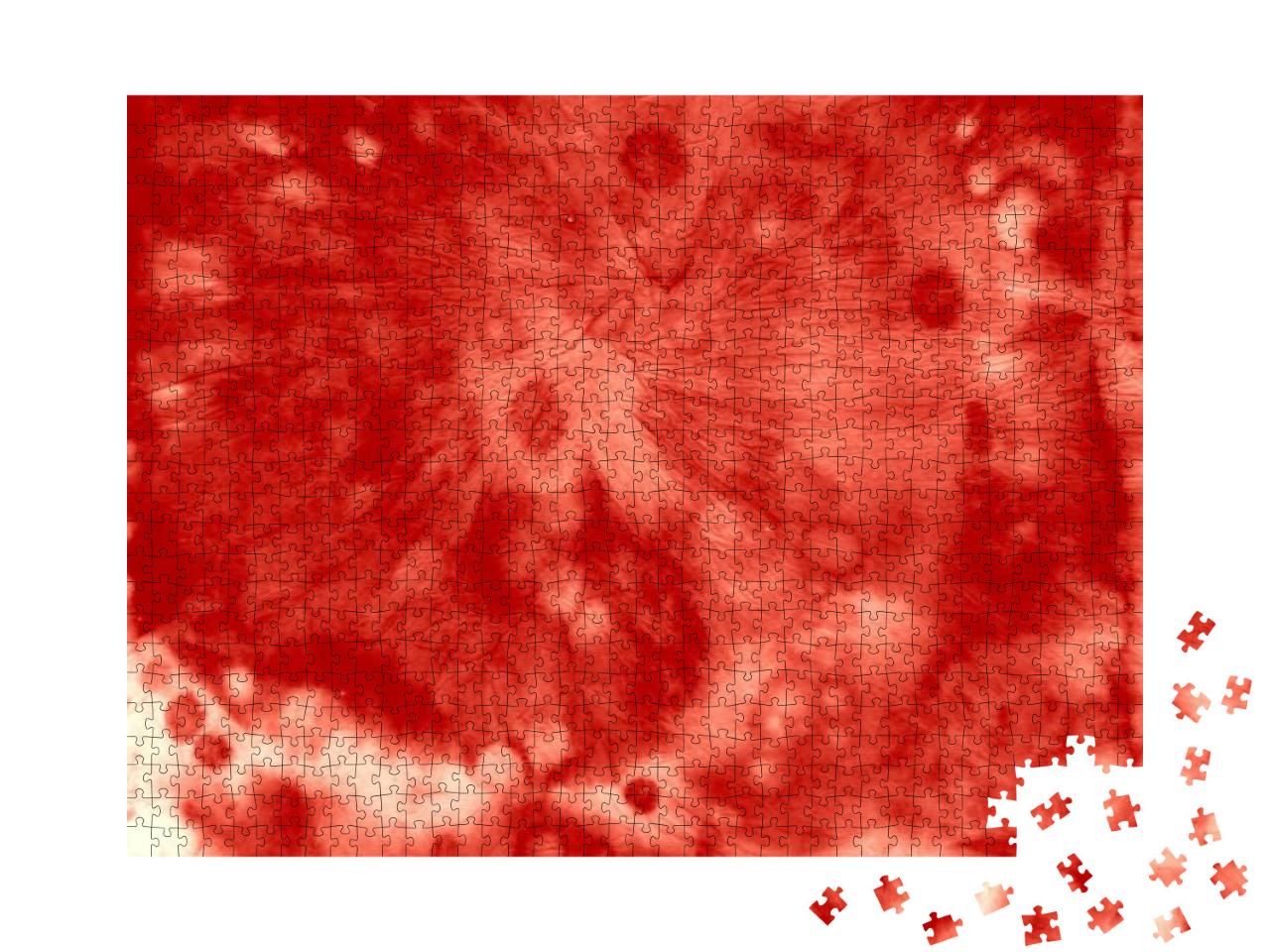 Red Dyeing Pattern. Hippie Swirl Background. Color Fabric... Jigsaw Puzzle with 1000 pieces