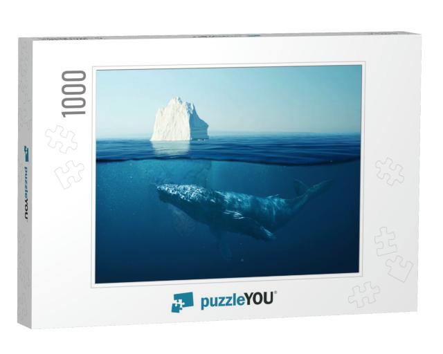 Iceberg in the Ocean Under Water with a Whale. Wild Life... Jigsaw Puzzle with 1000 pieces