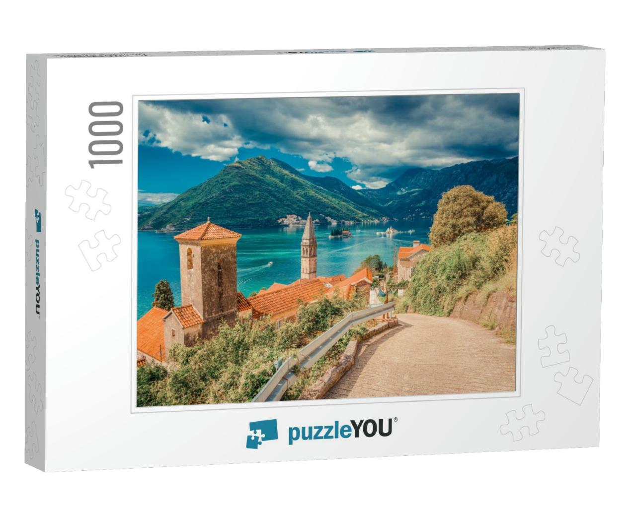 Harbor & Ancient Buildings in Sunny Day At Boka Kotor Bay... Jigsaw Puzzle with 1000 pieces