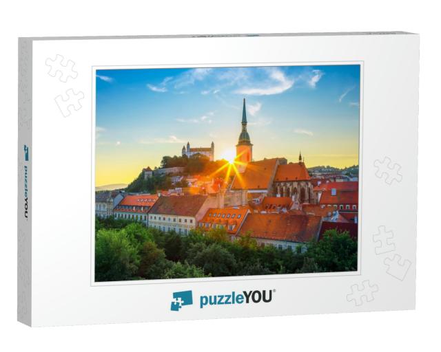 Bratislava Castle Over Danube River After Sunset in the B... Jigsaw Puzzle