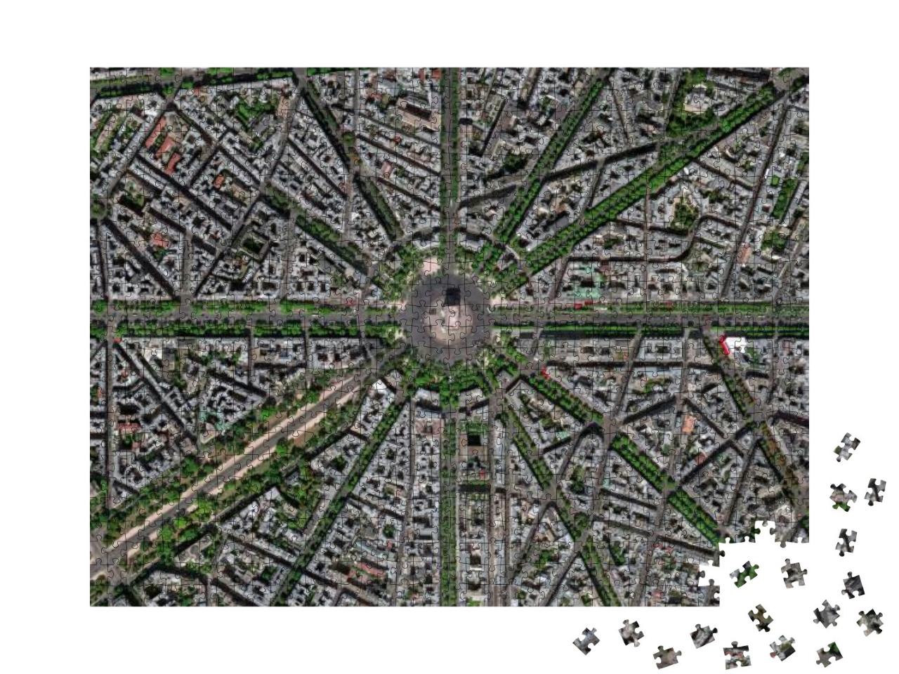Champs Elysees Square & Avenue Aerial View... Jigsaw Puzzle with 1000 pieces