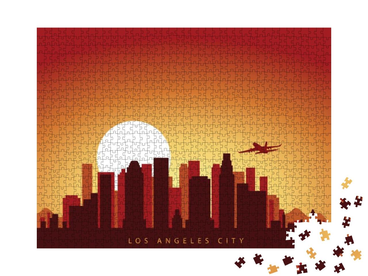Vector Background Design City Skyline of Loss Angeles in... Jigsaw Puzzle with 1000 pieces