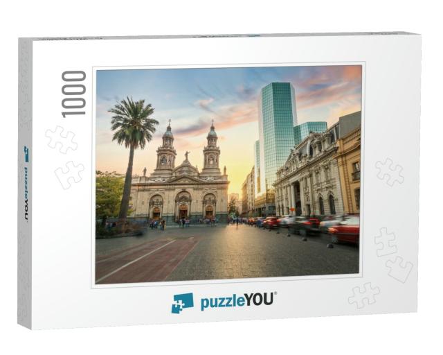 Plaza De Armas Square & Santiago Metropolitan Cathedral A... Jigsaw Puzzle with 1000 pieces