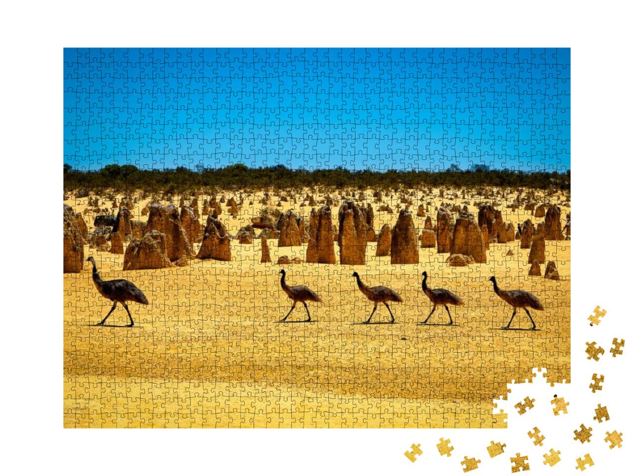 Emus At the Pinnacles Desert, Wa, Australia... Jigsaw Puzzle with 1000 pieces