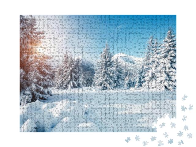 Beautiful Winter Nature Landscape, Amazing Mountain View... Jigsaw Puzzle with 1000 pieces