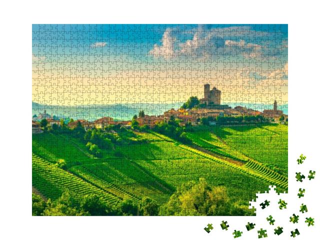 Langhe Vineyards Sunset Panorama, Serralunga D Alba, UNES... Jigsaw Puzzle with 1000 pieces