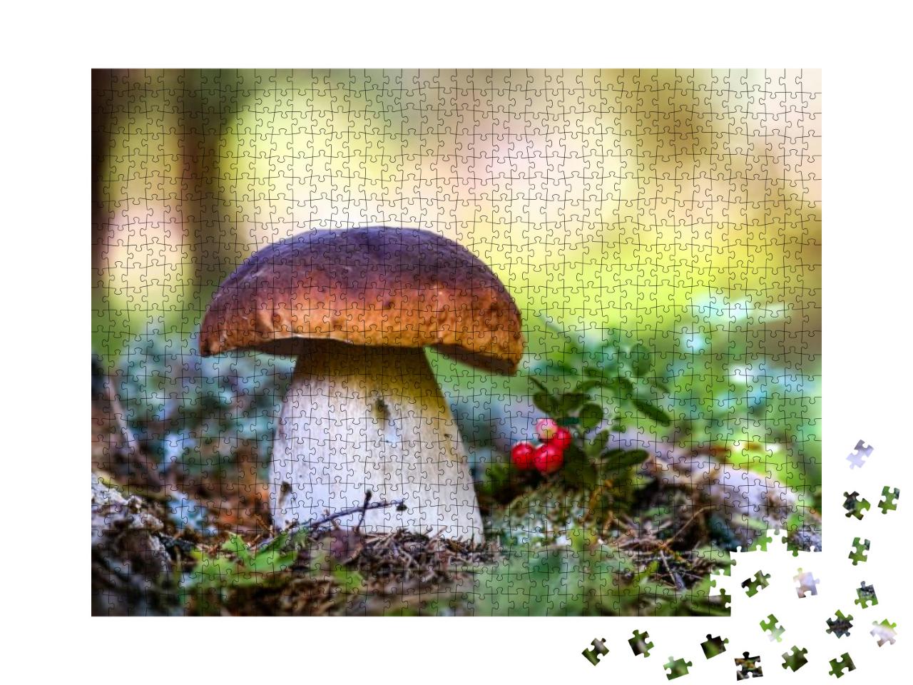 Mushrooms Cut in the Woods. Mushroom Boletus Edilus. Popu... Jigsaw Puzzle with 1000 pieces