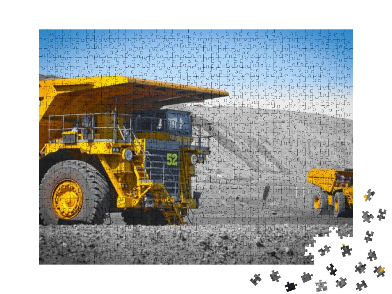 Spot Color Trucks, Two Large Yellow Truck Used in a Moder... Jigsaw Puzzle with 1000 pieces