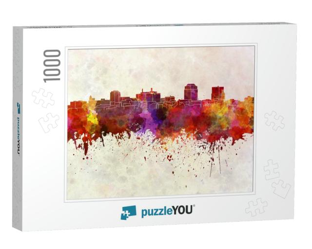 Colorado Springs Skyline in Watercolor Background... Jigsaw Puzzle with 1000 pieces
