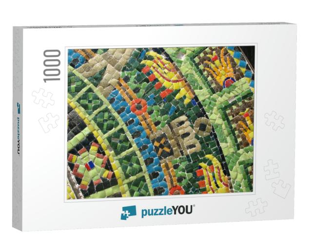 Close-Up of Colorful Tile Mosaic with Mexican Indigenous... Jigsaw Puzzle with 1000 pieces