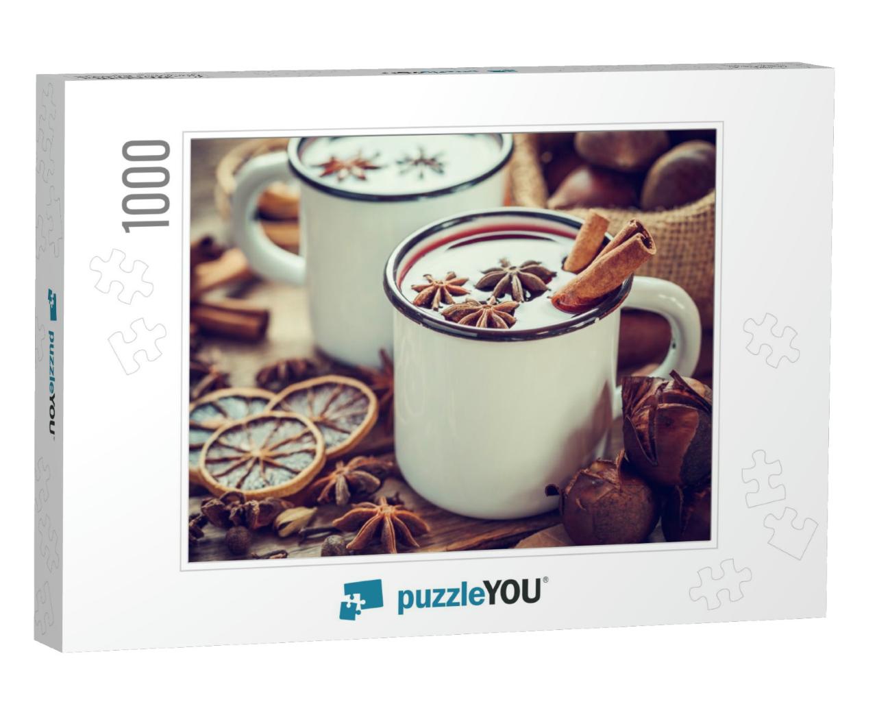Mulled Wine in Mugs, Dry Fruits & Roasted Chestnuts... Jigsaw Puzzle with 1000 pieces
