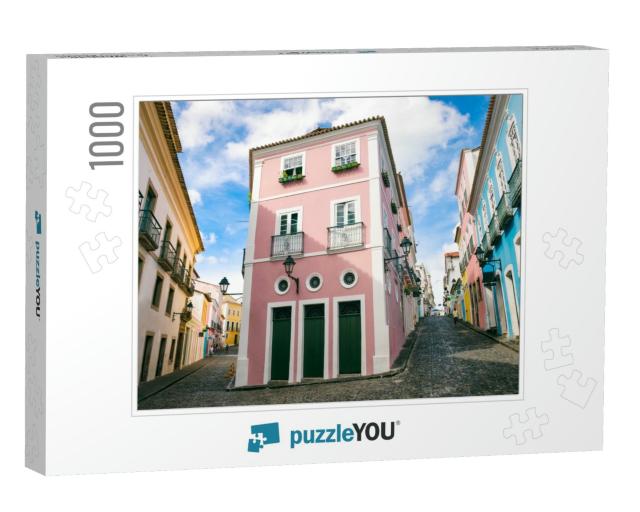 Scenic Daytime View of Narrow Cobblestone Streets Lined w... Jigsaw Puzzle with 1000 pieces