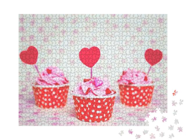 Colorful Love Cupcake for Valentine Day... Jigsaw Puzzle with 1000 pieces