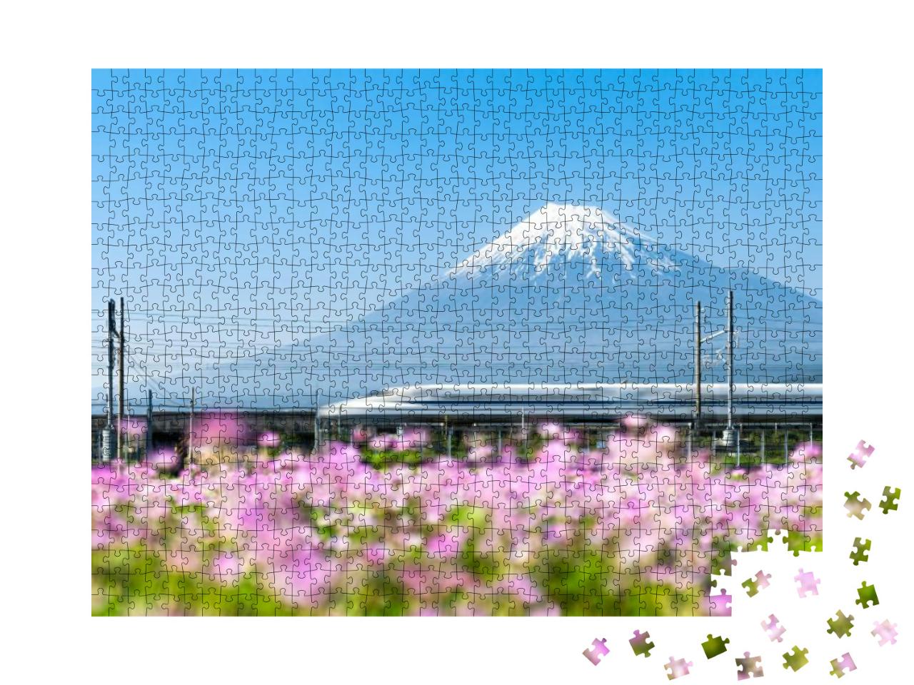 Shinkansen Bullet Train Passing by Mount Fuji, Yoshiwara... Jigsaw Puzzle with 1000 pieces