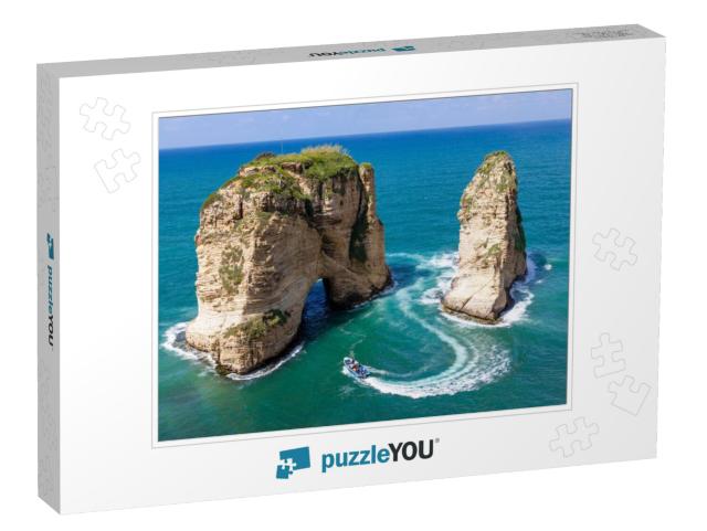 Rouche Rocks in Beirut, Lebanon in the Sea During Daytime... Jigsaw Puzzle