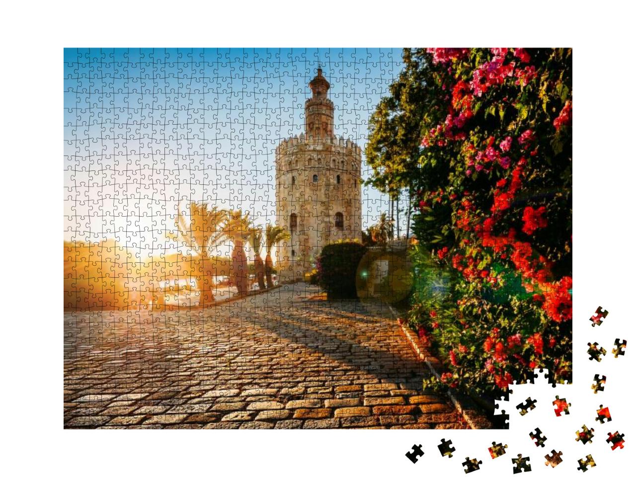 Torre Del Oro, Meaning Golden Tower, in Seville, Spain is... Jigsaw Puzzle with 1000 pieces