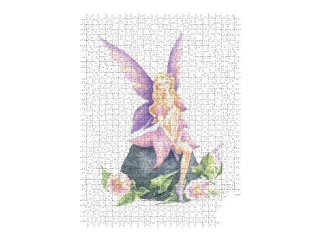 Watercolor Drawing of a Cute Fairy. Beautiful Fair... Jigsaw Puzzle with 1000 pieces