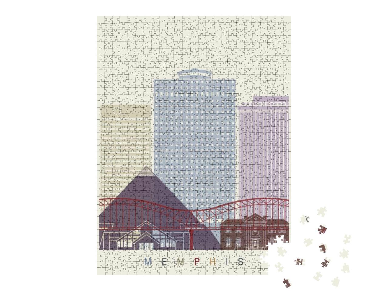 Memphis Skyline Poster in Editable Vector File... Jigsaw Puzzle with 1000 pieces